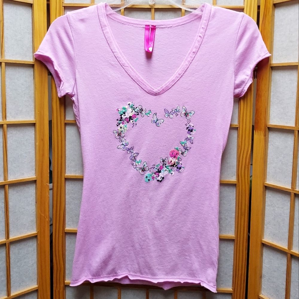 🦋 Jenni butterfly floral heart shirt junior's S women's XS